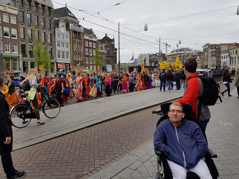 A Colourful Hare Krishna parade in Amsterdam