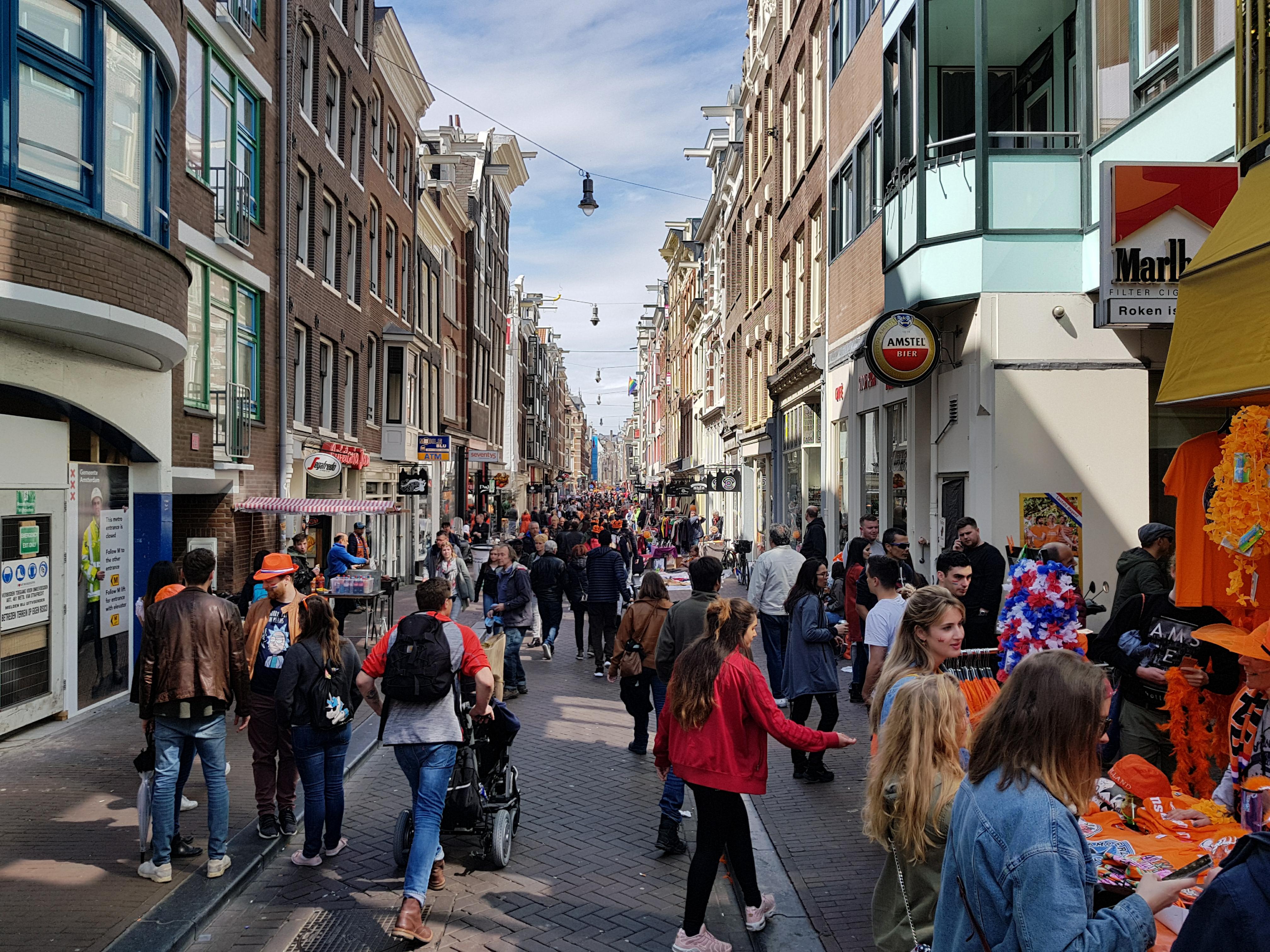 A busy street in Amsterdam