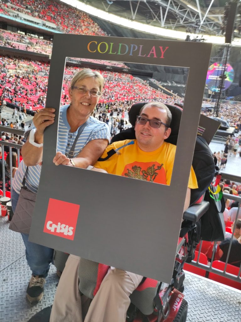 Me and my mom sat in an accessible space with the stage in the background